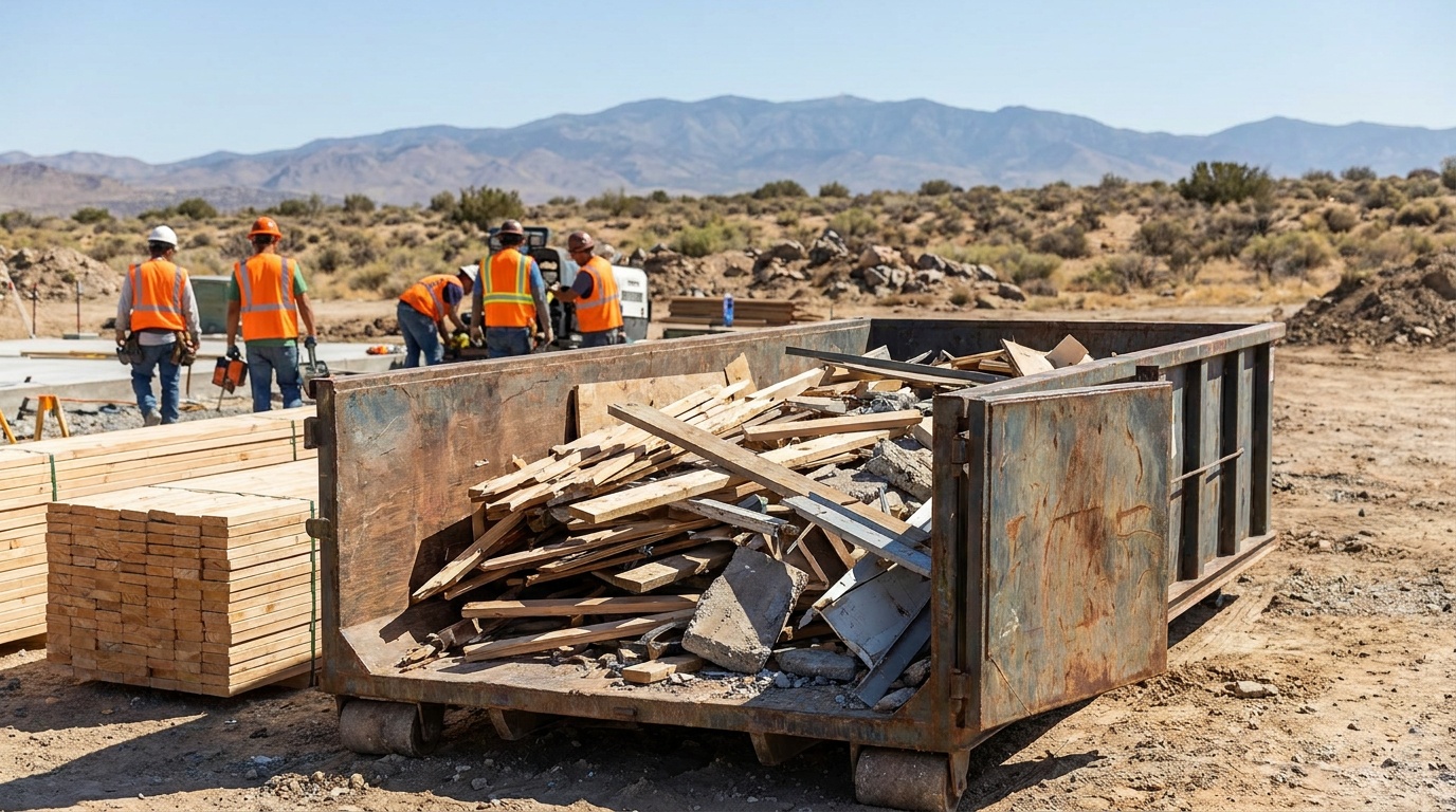 Construction dumpster on a job site in Hemet